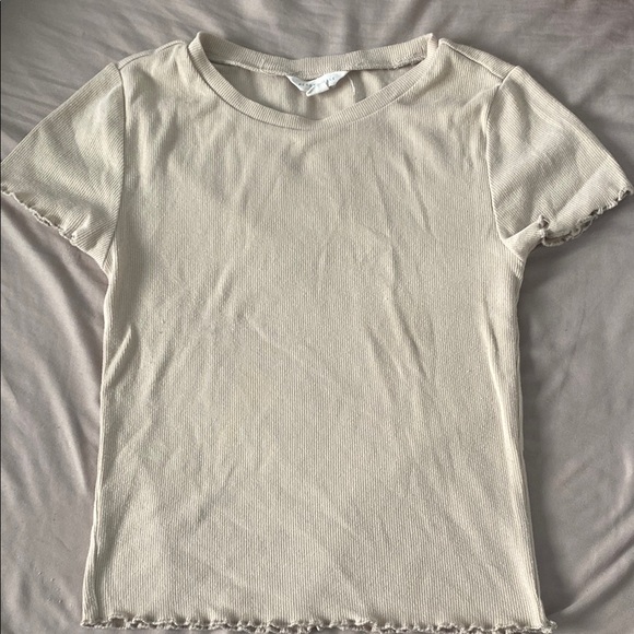 Cream Ribbed Women's Top - Picture 1 of 1